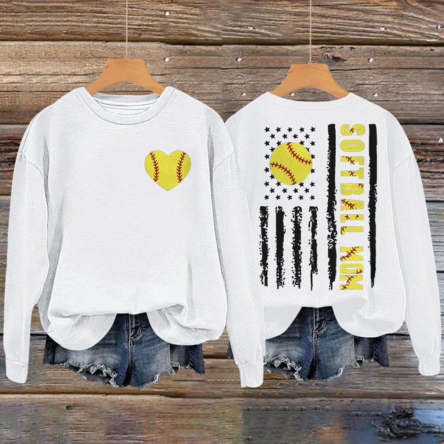 IMENGL Softball mom lettered baseball heart hatless, White 2XL, Size M-2XL