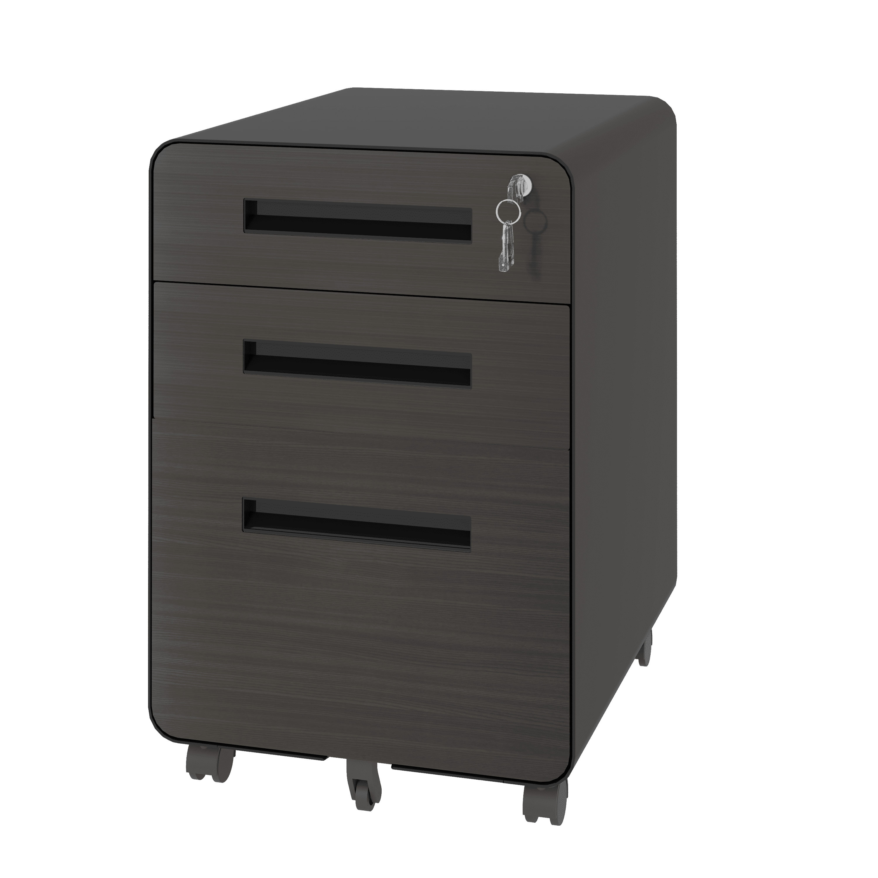 3-Drawer Mobile File Cabinet with Lock, All-Steel Metal Storage Cabinet on Casters, for Home & Office,Black, Fully Assembled, Holds A4/Letter Files