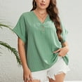 thumbnail image 4 of Wycnly Summer Tops for Women Shirts for Women Lightweight Comfy Plus Size Button up Shirts Fashion Solid T Shirt Ladies V-Neck Short Sleeve Blouses, 4 of 7