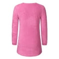 thumbnail image 3 of Fangasis Women Knit Tops Solid Color Pullover Long Sleeve Tunic Blouse Ladies Casual Fleece Fuzzy Top Plain Loungewear Rose Red XXXS, 3 of 6