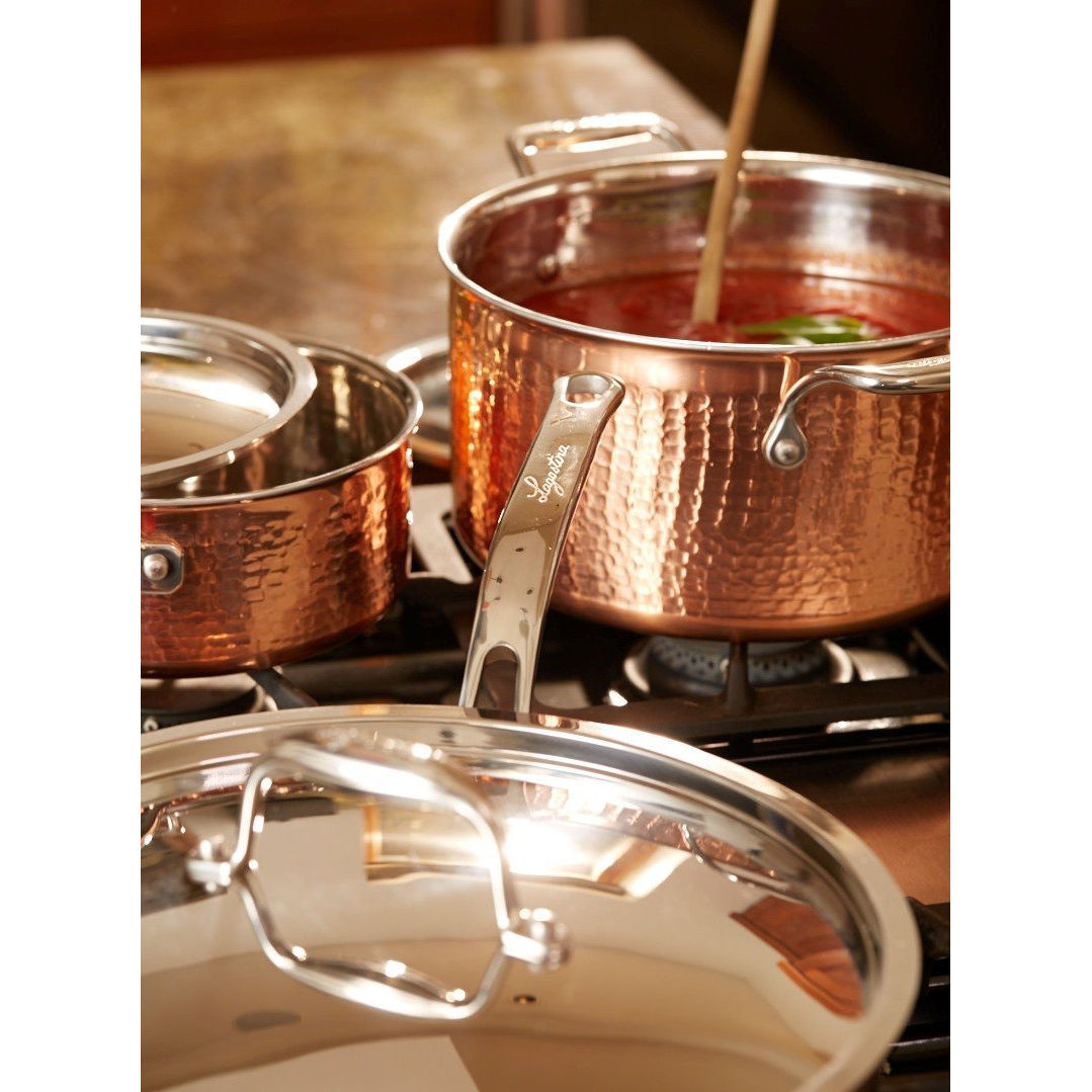 Lagostina Martellata Hammered Copper Cookware Set 10 Piece Copper and Silver 10-Piece Copper Set with SS Lid Set - image 5 of 5