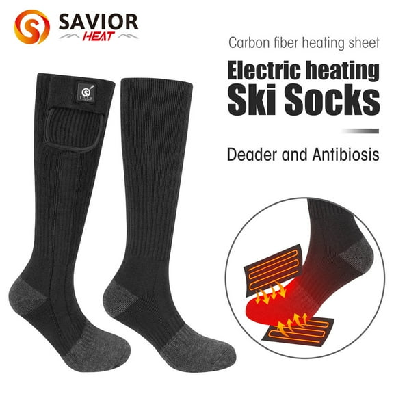Savior Heat Carbon Fiber Heated Warm Socks Unisex 7.4V 2200 mAh Rechargeable Heating Socks S-XL
