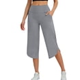 thumbnail image 2 of Kvture Capri Yoga Pants for Women Summer Split Side Sweatpants Stretch Lounge Lightweight Workout Joggers with Pockets Gray Pant XXL, 2 of 9
