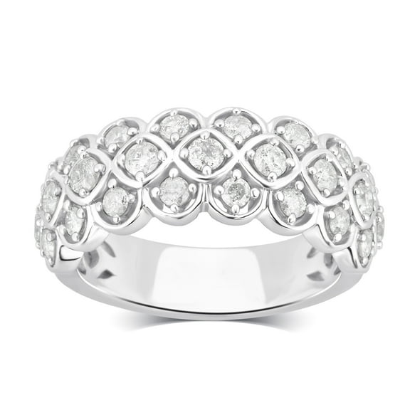 1.00 Carat T.W Diamond Sterling Silver Anniversary Ring. (I-J/I2-I3)