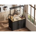 thumbnail image 3 of 42" Island with Storage,Kitchen Island,Heavy-Duty Multi-Functional Kitchen Cart with 30mm Thick Countertop,2-Tier Shelves,5 Hooks,and Wood Construction,Kitchen Island Table for Kitchen,Dining, 3 of 8