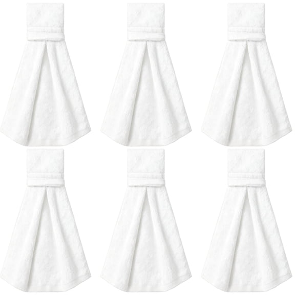 6 Pcs Cotton Sport Towels with Hook and Loop Fastener, 19.7 x 13.8 in, White Quick Dry Gym Workout Towel for Sweat, Soft Absorbent Quarterback Towel for Football