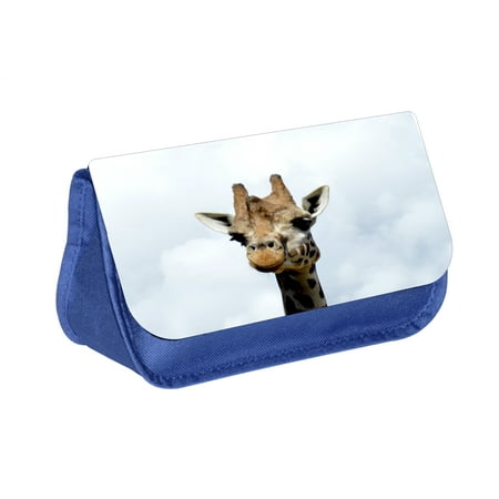 Giraffe Blue Medium Sized Makeup Bag With 2 Zippered Pockets And Giraffe Blue Medium Sized Makeup Bag With 2 Zippered Pockets And Velcro Closure