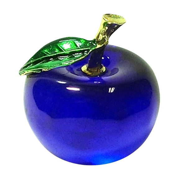 Crystal Apple Car Ornament Desktop Decoration Glass Decor Office Desk Decor Desktop Crystal Home Kitchen Fruit Decoration Fruit Apple Sculpture Statue Apple Decors Cute Decorate Blue
