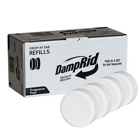 DampRid Fragrance Free Drop-in Tab Refill - 4 Pack - 15.8 Oz. Refill Tabs - Moisture Absorber