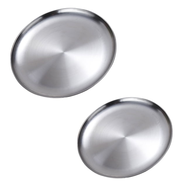 2 Platos De Acero Inoxidable Para Café, Té, Desayuno, Plato De Almacenamiento De 20 + 26 Cm. Sunnimix Plato de acero inoxidable