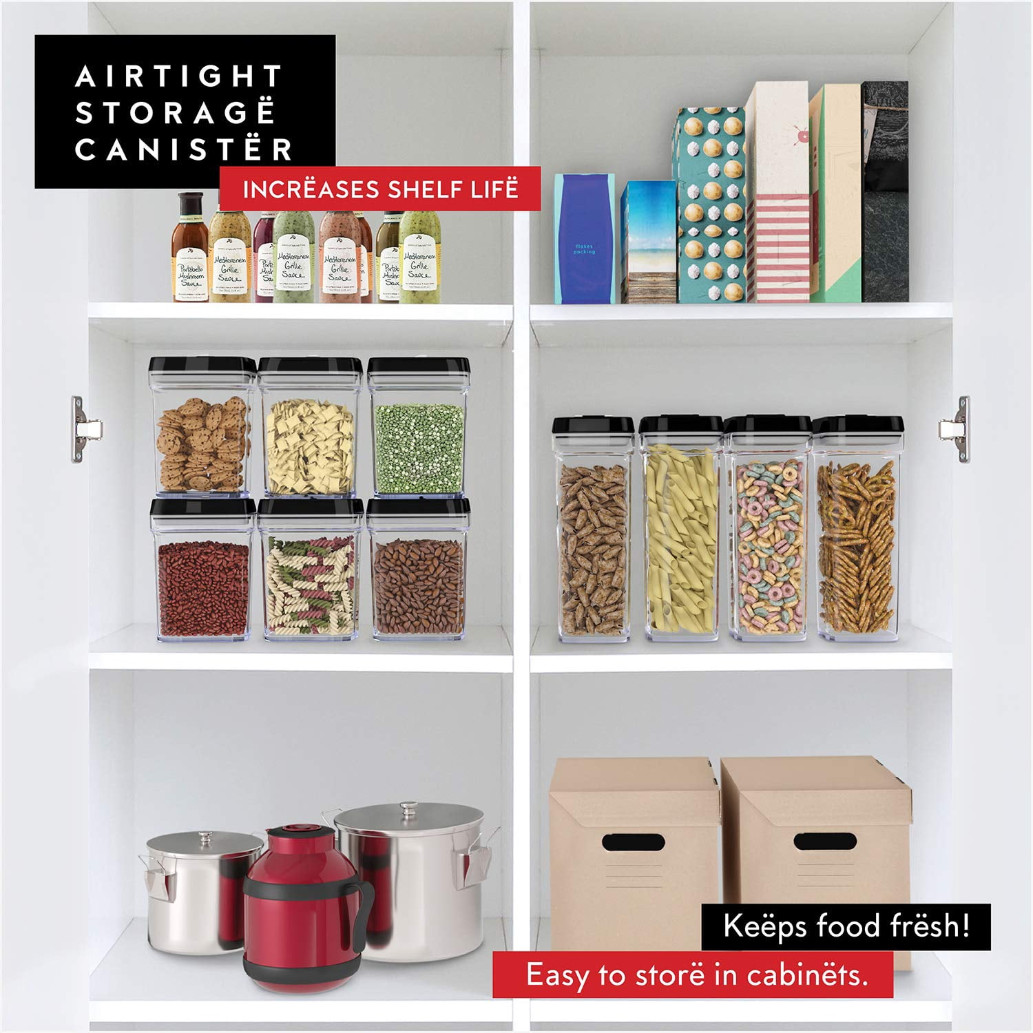 Dwellza Kitchen Airtight Food Storage Containers With Lids - 6 Piece Set Air Tight For Pantry Organization And Clear Plastic Keeps Fresh & Dry