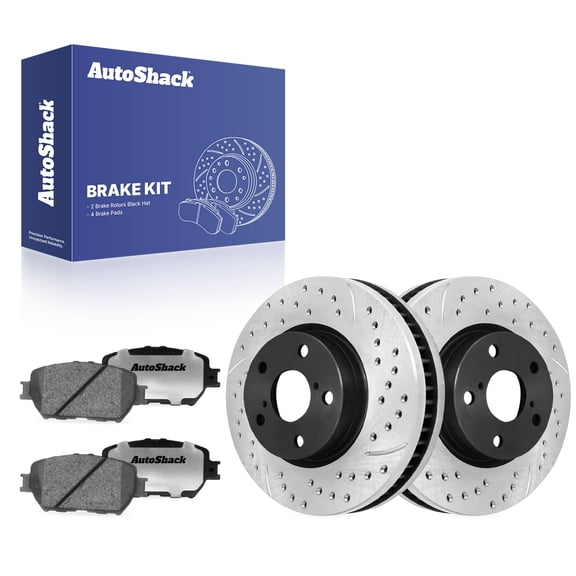 AutoShack Front Brake Rotors & Ceramic Pads for Lexus, IS250 2009-2015, RWD AWD V6 2.5L - E-Coated Drilled & Slotted - ShadowGuard - 11.65" (296 mm), 5-Lug