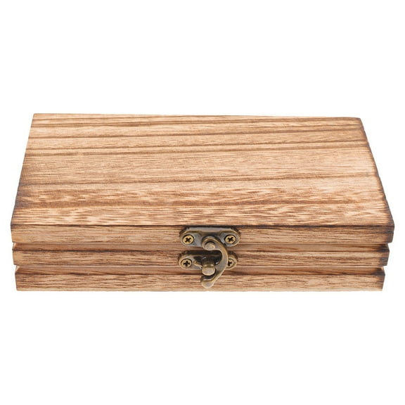 CYLINDSOME Rustic Wooden Storage Box Desktop Lidded Trinket Box Latch Storage Case