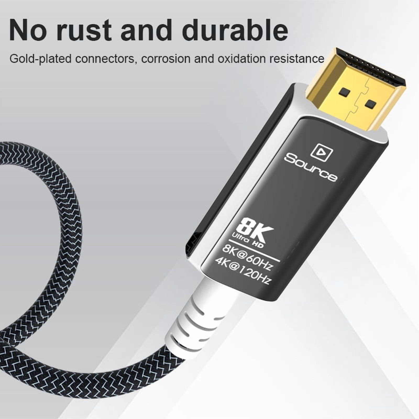 AUBEAMTO CL3 8K Fiber Optic HDMI 2.1 Cable 33Feet Braided Nylon, Supports Ultra High Speed 48Gbps 8K@60Hz 4K@120Hz Dynamic HDR, eARC,ARR, Dolby Atmos, for PS5/Xbox Series X/Apple TV 4K, Roku - Whit