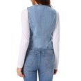 thumbnail image 1 of INSPIRE CHIC Women's Denim Vest V Neck Button Down Casual Jean Waistcoat Sleeveless Jakcet L Light Blue, 1 of 4