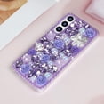 thumbnail image 2 of for Galaxy S23 Plus Bling Case with Strap, Luxury Glitter Rhinestone Diamond Crystal Sparkle Rose Flower Pearl Floral Bracelets Soft Bumper Protective Case Cover for Women Girls Blue, 2 of 14