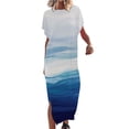 thumbnail image 2 of SMihono Robe Maxi Bohème d'Été pour Femmes Grande Taille Robe Maxi pour Femmes Plage Vacances Décontractée Ample Longue Robe Manches Courtes Robes d'Été avec Fente Robe Évasée de Plage, 2 of 5