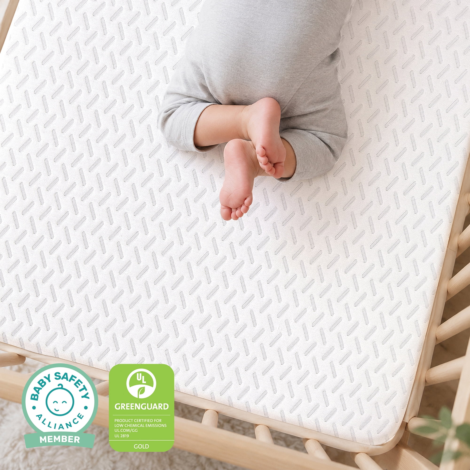 Dream On Me Baby Swan 5" Premium Full-Size Crib & Toddler Mattress, GREENGUARD Gold & BSA Certified, Water-Resistant, Machine Washable Cover