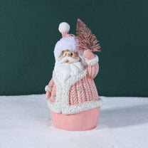 1pcs Pink Santa Figurine Statues, Christmas Pink Santa Resin Ornaments for Home Decor Accents Living Room Office Bookself Tabletop Mantle Christmas Decoration