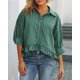 thumbnail image 5 of Blusa de verano CHYRII para mujer, con volantes y botones, a rayas, XXL, 5 of 5