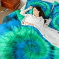 thumbnail image 4 of Homewish Colorful Tie-Dye 7 Pieces Bedding Comforter Set,Modern Graffiti Artistic Full Bedding Set,Green Blue Fitted Sheet Flat Sheet For Adults,Luxury Bedroom Decor Reversible, 4 of 8