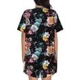 thumbnail image 3 of Bixox Women's Hibiscus Rose Printed Pajama Set 2 Piece Lounge Set Top and Shorts Soft Pajamas, Shorts with Pockets, 3 of 7