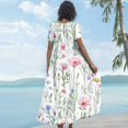 thumbnail image 6 of KLHDSF Dresses For Women Bohemian Floral Print Short Sleeve Dress Loose Casual Summer Vacation White S, 6 of 6