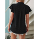 thumbnail image 4 of Blusa de Verano 2025 para Mujer, con Cuello en V, Volantes, Corta, Lunares, Holgada, Color Negro, Talla L, 4 of 6