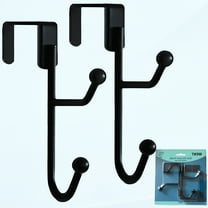 LAMIRO 2 Pack Over The Door Hooks Hanger,Suitable for 1.5-1.85" Thick Doors,Sturdy Metal Double Hook Hanger for Hanging Coats,Hats,Robes,Towels,Black