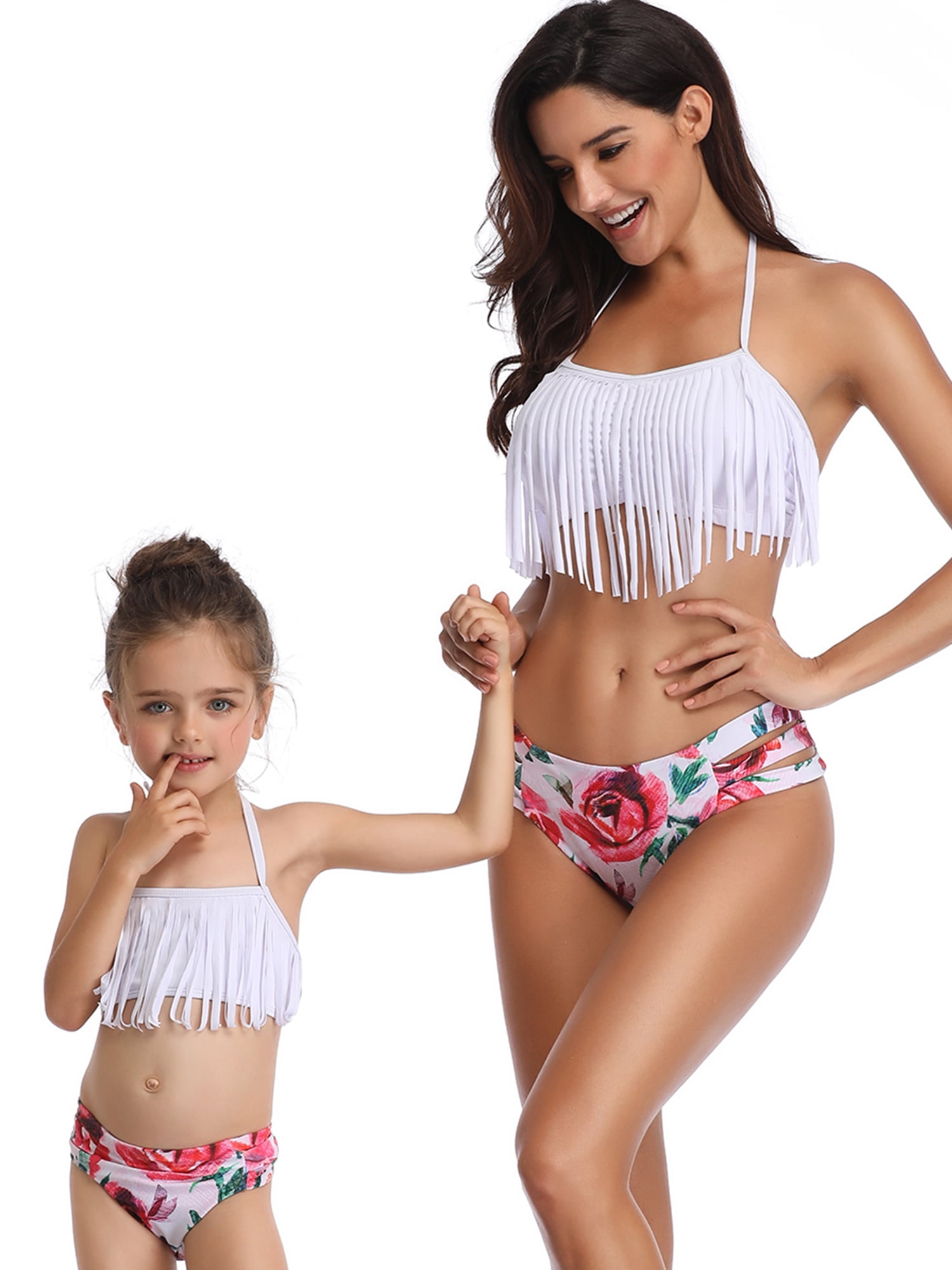 UK Hot Mother Daughter Family Matching Bikini Swimsuit Womens Men Kids Swimwear