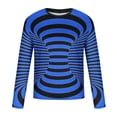 thumbnail image 4 of Qingpeng Men Stripe Print T-Shirt Spring Shirts Comfy Long Sleeve Scoop Neck Tops Blouses Basic Casual Pullover Shirt, 4 of 5