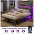thumbnail image 3 of Greenstell Full Size Bed Frame with LED Lights, USB Outlets & Under-Bed Storage, Modern Headboard for Bedroom，Gray, 3 of 7