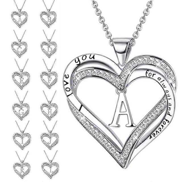 Collar de cristal con forma de corazón de diseñador de lujo para mujer, colgante de 26 letras, collar con inicial y nombre de pareja, regalo de San Valentín