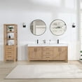 thumbnail image 2 of Leon 72" Double Vanity in Fir Wood Brown with Lightning White Composite & Mirror, 2 of 15