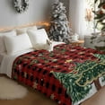 thumbnail image 3 of Christmas Trees Flannel Blanket for Bed,Travel and Camping, Xmas Trees Balls Berry Winter Snowflakes Red Black Plaid Super Soft Cozy Blanket for All Seasons 50"x80", 3 of 9