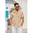 thumbnail image 4 of COOFANDY Men's Cuban Guayabera Short Sleeve Button Down Shirt - Casual Summer Beach Linen Shirts, 4 of 7