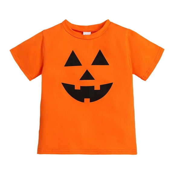 WhouRiu Toddler Boys Tshirts Halloween Pumpkin Prints Short Sleeve Tees Kids Summer Holiday T Shirts Red,Sizes 2-3