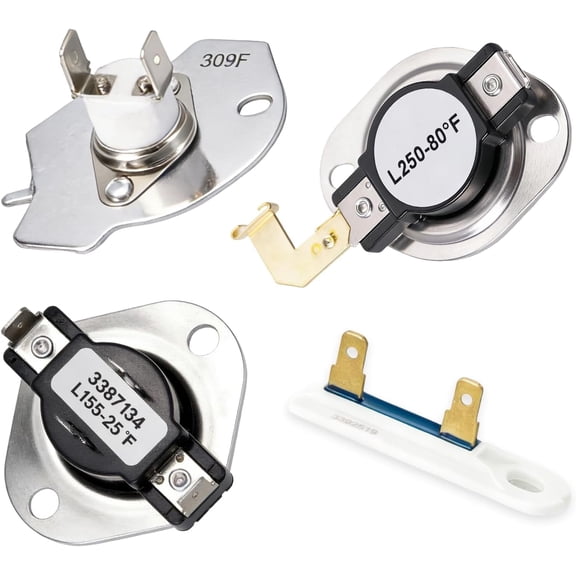 2026 Upgrade 3387134 Cycling Thermostat 3392519 Dryer Thermal Fuse 3977767 High-Limit Thermostat 3977393 Thermal Cut-Off Switch Kit Compatible With Whirlpool Kenmore Maytag
