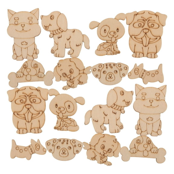 Supvox 100pcs Painting Decoration Animal Slices Wood Crafts Animal Figurine Beige for Students