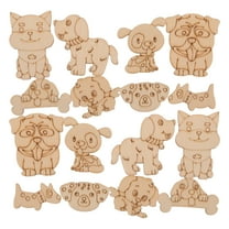 Supvox 100pcs Painting Decoration Animal Slices Wood Crafts Animal Figurine Beige for Students