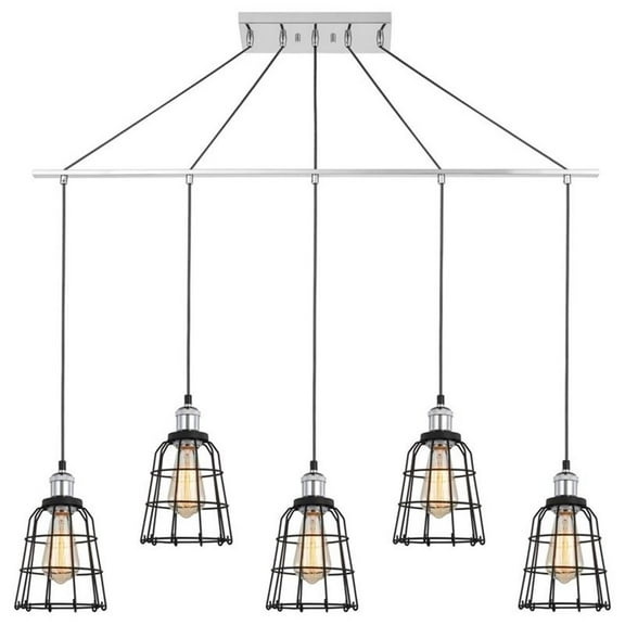 Woodbridge Lighting Fulton ST64 5-Light Metal Linear Pendant in Chrome