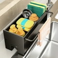 thumbnail image 7 of RBCKVXZ Stainless Steel Kitchen Sink Storage Rack - Integrated Sponge Holder & Countertop Organizer for Dishcloth, Soap & Brushes - Space-Saving Kitchen Rack, Black, 7 of 7
