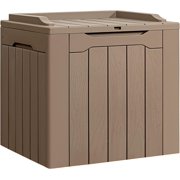 Deck Box 31 Gallon Waterproof Resin Storage Box Delivery Box with Lid Indoor Outdoor Storage Bin for Patio Cushions (Light Brown)