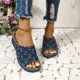 thumbnail image 2 of Bmisegm Ladies Summer Denim Patchwork Beach Outwear Large Size Slope Heel Sandal Slippers Womens Sandals Summer Black 8.5, 2 of 9