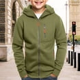 thumbnail image 2 of Mercatoo Boys Zip up Hoodi𝐞s Coats Thick Fleece Multi Zipper Pockets Cotton Hoodi𝐞 Sweatshirts Youth Kids Outdoor Warm Jackets, 2 of 6