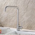 thumbnail image 3 of Innovative Kitchen Faucet, Easy Installation Solid Brass Construction Stainless Steel, Swiss Neoperl Aerator, Precise Hot and Cold Water Control, High Arc Spout for Double Sink Single Sink, 3 of 5