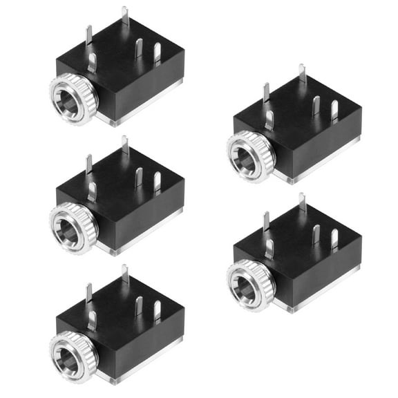5Pcs PCB Mount 3.5mm 5 Pin Socket Stereo Jack Audio Video Connector Black PJ-324