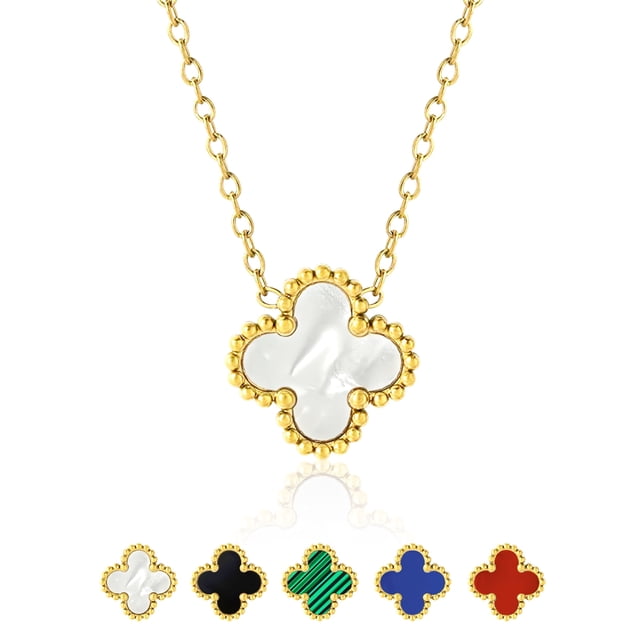 JeenMata Collar con Colgante de Flor Blanca Bañado en Oro Amarillo