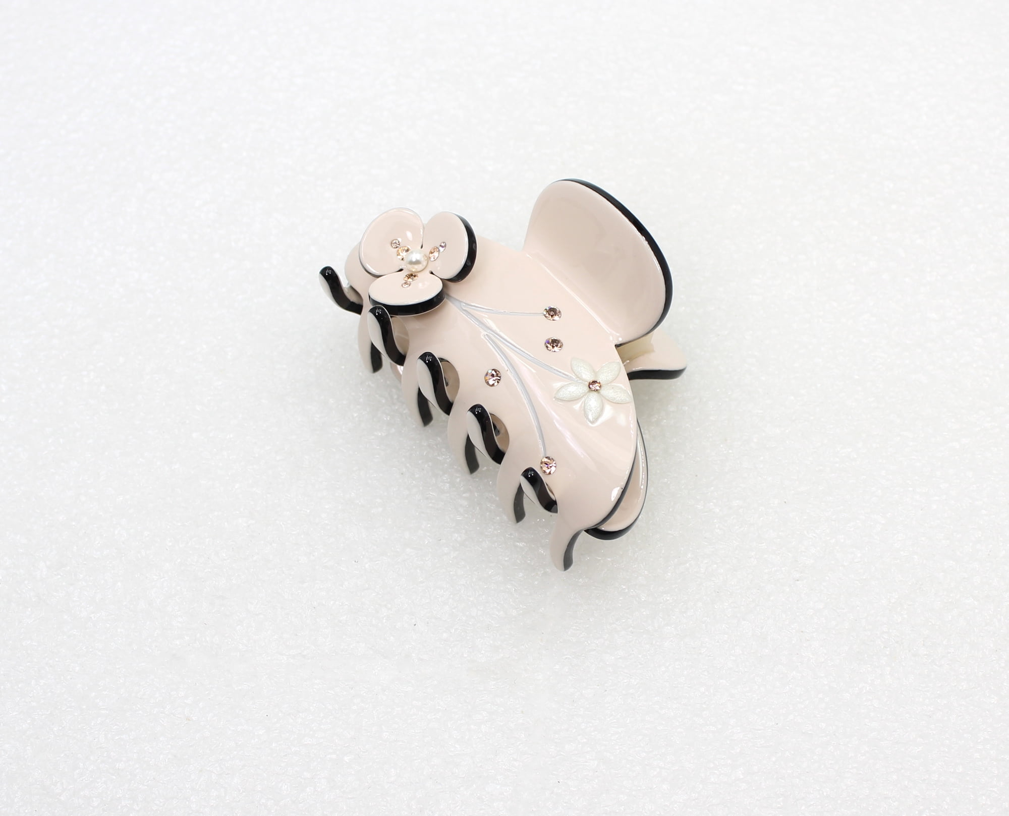 Faship Champagne Cellulose Acetate Floral Art Deco Hair Claw Clips