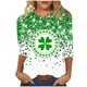 thumbnail image 3 of TaTaai Women Loose Casual Crew Neck Top St. Patrick's Day Green Print 3/4 Sleeve Fashion Tee Ladies Spring Daily Outdoor Wear Soft Comfortable Non-See-Through No Fading Stylish Gift, 3 of 5